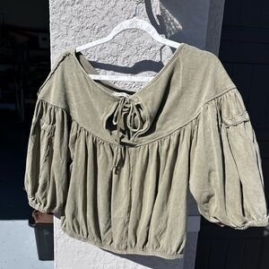 We The Free Sage Green Peasant Blouse